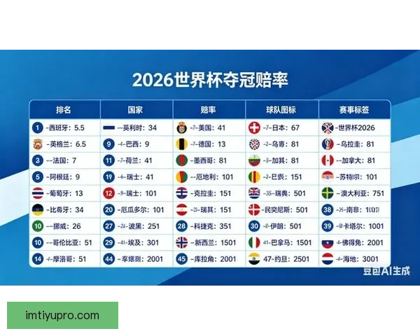 深度解析2026世界杯投注赔率走势与冠军热门球队夺冠概率前瞻分析
